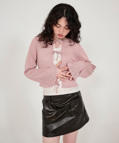 TINA:JOJUN(ティーナジョジュン)の「シアー リボンカーディガン TINA:JOJUN(カーディガン/ボレロ・レディース・アイボリー/カーキ/スモークピンク・M)」の20枚目の写真