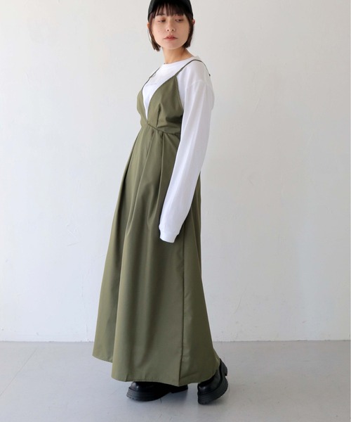 HER CLOSET（ハークローゼット）の「 【HER CLOSET】WEB限定バックリボンキャミワンピース WEB LIMITED BACK RIBBON CAMI DRESS（ワンピース・レディース・ブラック/ブラウン/カーキ・M）」の15枚目の写真
