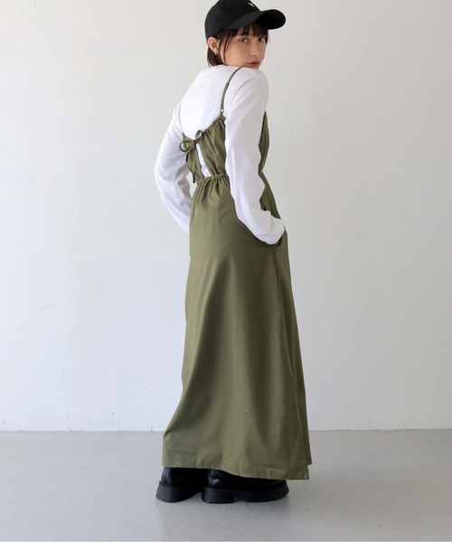 HER CLOSET（ハークローゼット）の「 【HER CLOSET】WEB限定バックリボンキャミワンピース WEB LIMITED BACK RIBBON CAMI DRESS（ワンピース・レディース・ブラック/ブラウン/カーキ・M）」の17枚目の写真
