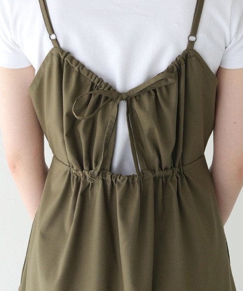 HER CLOSET（ハークローゼット）の「 【HER CLOSET】WEB限定バックリボンキャミワンピース WEB LIMITED BACK RIBBON CAMI DRESS（ワンピース・レディース・ブラック/ブラウン/カーキ・M）」の12枚目の写真