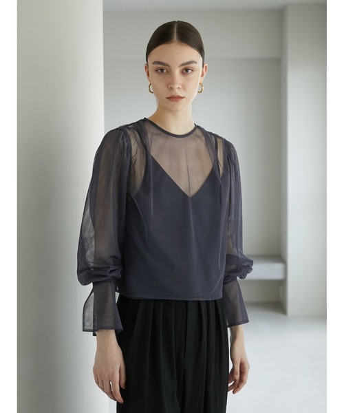 LA PEAU DE GEM（ラポドゥジェム）の「【LA PEAU DE GEM】タックチュールブラウス（シャツ/ブラウス・レディース・ブルー/ブラック/ベージュ・FREE）」の21枚目の写真