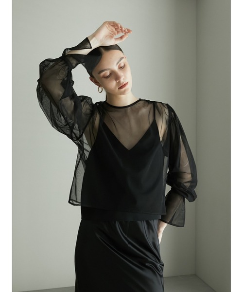 LA PEAU DE GEM（ラポドゥジェム）の「【LA PEAU DE GEM】タックチュールブラウス（シャツ/ブラウス・レディース・ブルー/ブラック/ベージュ・FREE）」の10枚目の写真