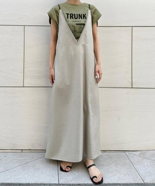 CHIGNON（シニヨン）の「CHIGNON フォトフレンチスリーブTシャツ（Tシャツ/カットソー・レディース・ライトカーキ/ホワイト/チャコールグレー・FREE）」の8枚目の写真