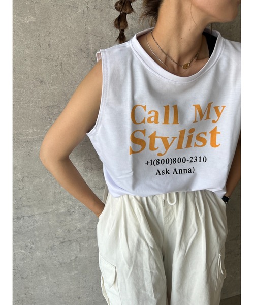 owndaily（オンデイリー）の「クロップド丈ロゴタンクトップ（Tシャツ/カットソー・レディース・ホワイト/イエロー・FREE）」の2枚目の写真