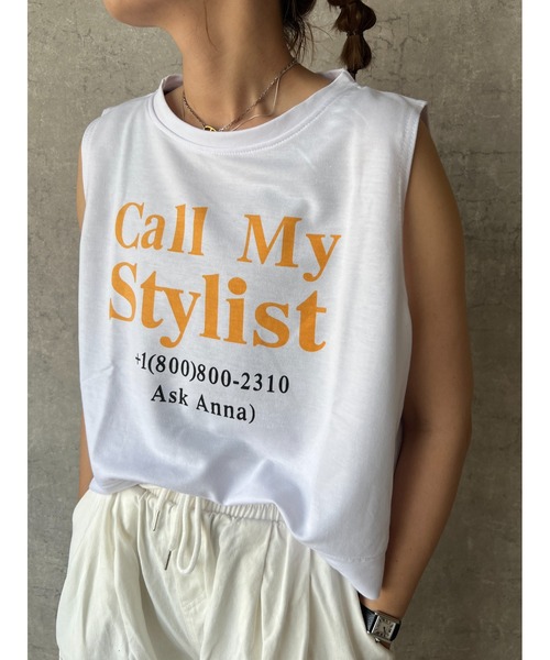 owndaily（オンデイリー）の「クロップド丈ロゴタンクトップ（Tシャツ/カットソー・レディース・ホワイト/イエロー・FREE）」の4枚目の写真