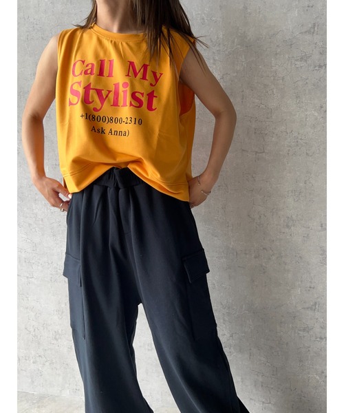 owndaily（オンデイリー）の「クロップド丈ロゴタンクトップ（Tシャツ/カットソー・レディース・ホワイト/イエロー・FREE）」の7枚目の写真