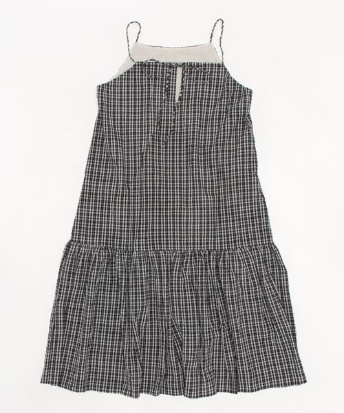 STYLEBLOCK（スタイルブロック）の「先染めチェックキャミワンピース（ワンピース・レディース・ベージュ/ネイビー/ブラック/オレンジ/ブルー・M）」の6枚目の写真