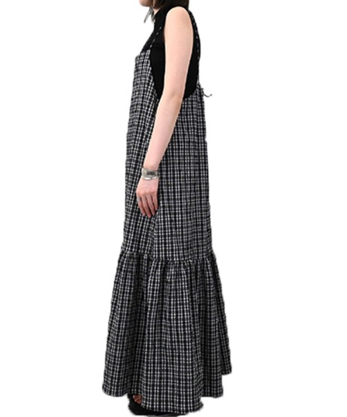 STYLEBLOCK（スタイルブロック）の「先染めチェックキャミワンピース（ワンピース・レディース・ベージュ/ネイビー/ブラック/オレンジ/ブルー・M）」の8枚目の写真