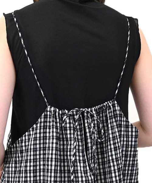 STYLEBLOCK（スタイルブロック）の「先染めチェックキャミワンピース（ワンピース・レディース・ベージュ/ネイビー/ブラック/オレンジ/ブルー・M）」の10枚目の写真
