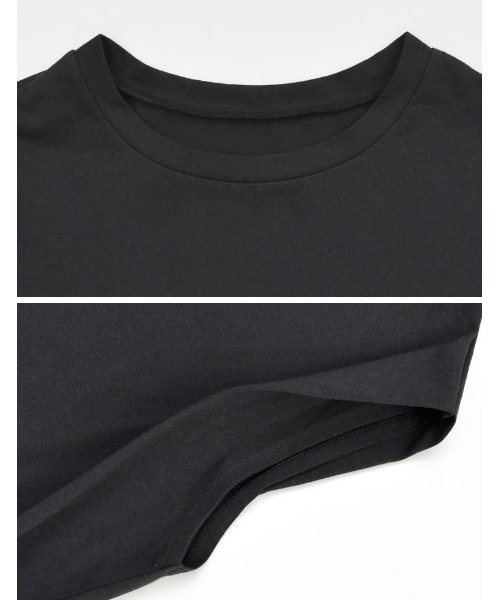 Re:EDIT（リエディ）の「[接触冷感]ショルダータックボックスシルエットノースリーブTシャツ（Tシャツ/カットソー・レディース・ホワイト/ブラック・LARGE/MEDIUM）」の4枚目の写真