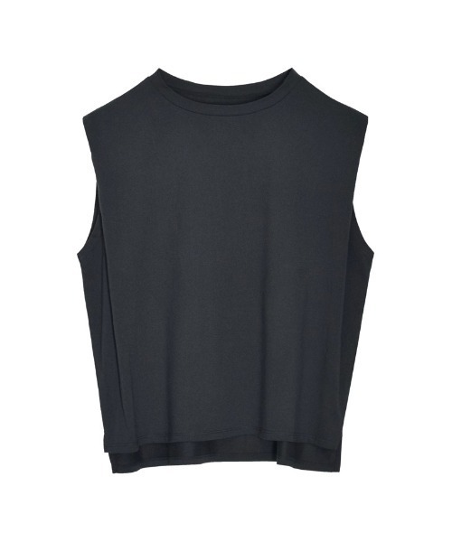 Re:EDIT（リエディ）の「[接触冷感]ショルダータックボックスシルエットノースリーブTシャツ（Tシャツ/カットソー・レディース・ホワイト/ブラック・LARGE/MEDIUM）」の6枚目の写真
