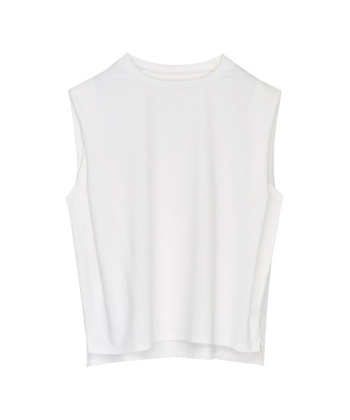 Re:EDIT（リエディ）の「[接触冷感]ショルダータックボックスシルエットノースリーブTシャツ（Tシャツ/カットソー・レディース・ホワイト/ブラック・LARGE/MEDIUM）」の7枚目の写真