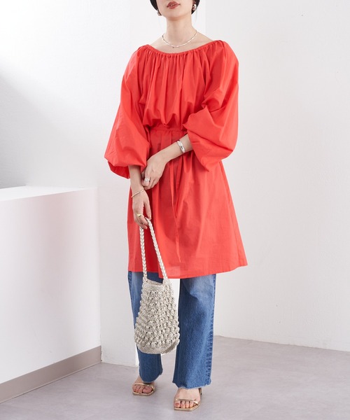 SHENERY(シーナリー)の「ギャザーチュニックワンピース(ワンピース・レディース・ブラック/オレンジ・FREE)」の19枚目の写真