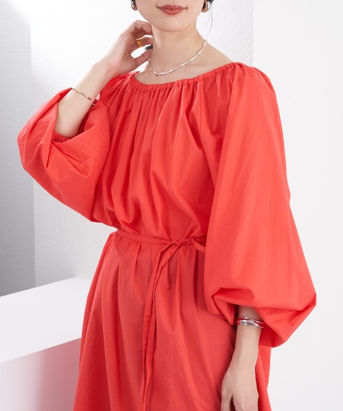 SHENERY(シーナリー)の「ギャザーチュニックワンピース(ワンピース・レディース・ブラック/オレンジ・FREE)」の14枚目の写真