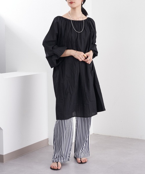 SHENERY(シーナリー)の「ギャザーチュニックワンピース(ワンピース・レディース・ブラック/オレンジ・FREE)」の15枚目の写真