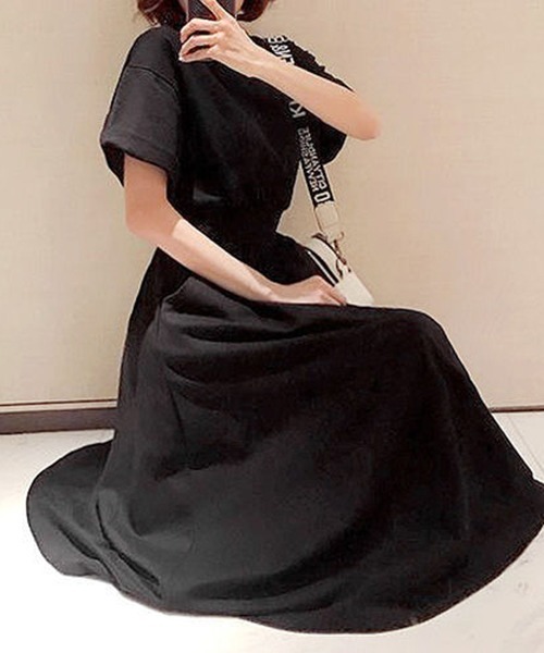 gossip!ロサンゼルス(ゴシップロサンゼルス)の「YUGA ラウンドネック ルーズシルエットワンピース(ワンピース・レディース・グレー/ブラック・FREE)」の13枚目の写真