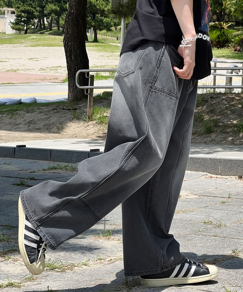 kutir（クティール）の「ダブルニーワイドデニムパンツ（デニムパンツ・メンズ・グレー/ブラック・SMALL/MEDIUM/LARGE）」の18枚目の写真