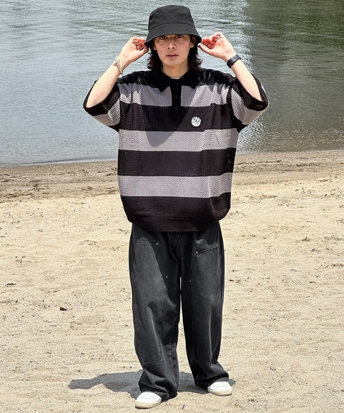 kutir（クティール）の「ダブルニーワイドデニムパンツ（デニムパンツ・メンズ・グレー/ブラック・SMALL/MEDIUM/LARGE）」の4枚目の写真