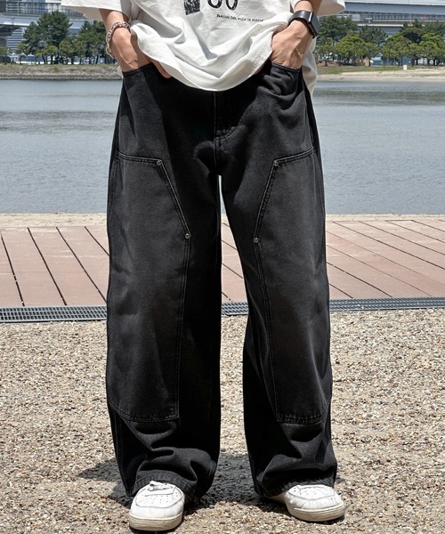 kutir（クティール）の「ダブルニーワイドデニムパンツ（デニムパンツ・メンズ・グレー/ブラック・SMALL/MEDIUM/LARGE）」の15枚目の写真