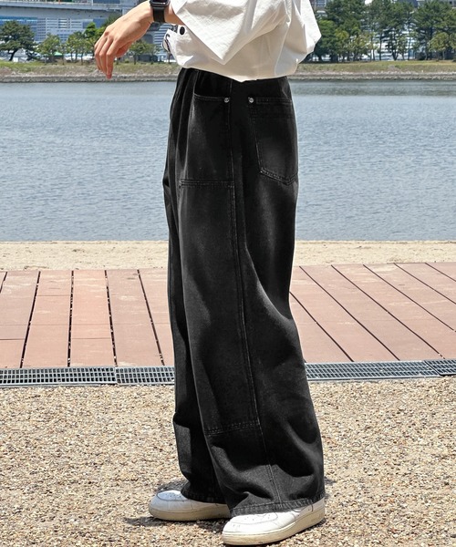 kutir（クティール）の「ダブルニーワイドデニムパンツ（デニムパンツ・メンズ・グレー/ブラック・SMALL/MEDIUM/LARGE）」の11枚目の写真