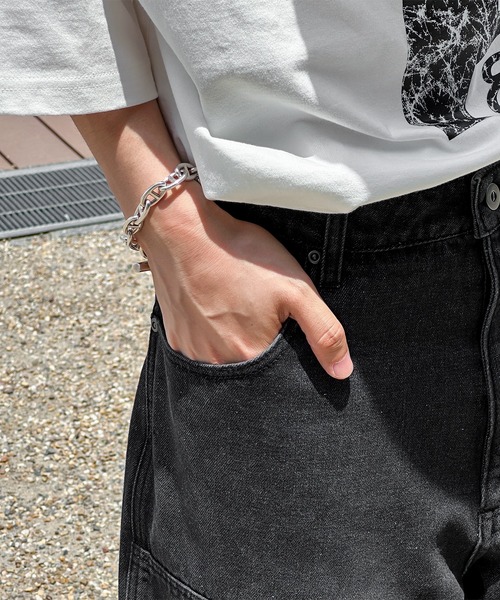 kutir（クティール）の「ダブルニーワイドデニムパンツ（デニムパンツ・メンズ・グレー/ブラック・SMALL/MEDIUM/LARGE）」の10枚目の写真