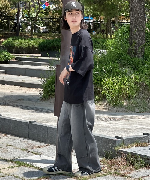 kutir（クティール）の「ダブルニーワイドデニムパンツ（デニムパンツ・メンズ・グレー/ブラック・SMALL/MEDIUM/LARGE）」の14枚目の写真