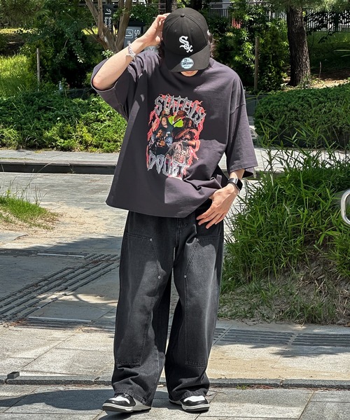 kutir（クティール）の「ダブルニーワイドデニムパンツ（デニムパンツ・メンズ・グレー/ブラック・SMALL/MEDIUM/LARGE）」の8枚目の写真