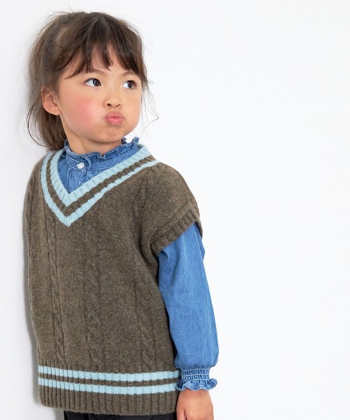 MAKE YOUR DAY（メイクユアデイ）の「チルデンニットベスト■90～140cm（ベスト・キッズ・ネイビー/アイボリー/ブラウン・110/120/140/90/130/100）」の2枚目の写真