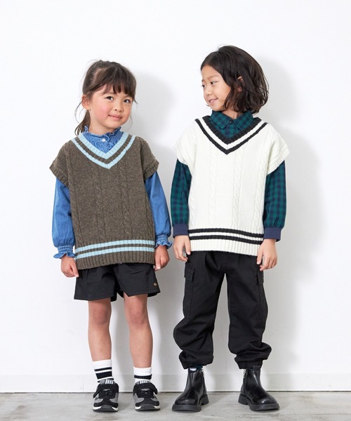 MAKE YOUR DAY（メイクユアデイ）の「チルデンニットベスト■90～140cm（ベスト・キッズ・ネイビー/アイボリー/ブラウン・110/120/140/90/130/100）」の5枚目の写真