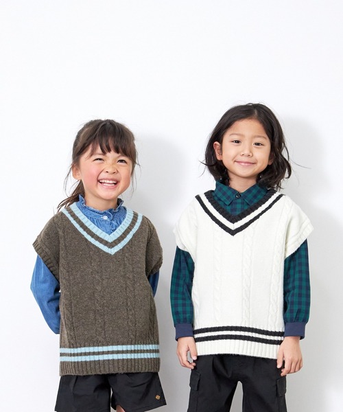 MAKE YOUR DAY（メイクユアデイ）の「チルデンニットベスト■90～140cm（ベスト・キッズ・ネイビー/アイボリー/ブラウン・110/120/140/90/130/100）」の4枚目の写真