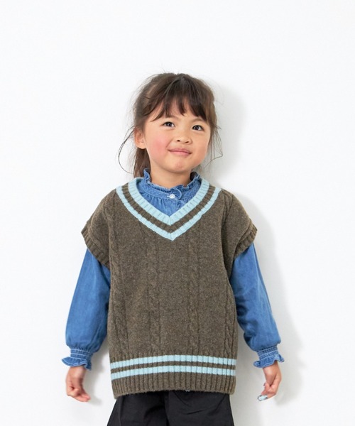 MAKE YOUR DAY（メイクユアデイ）の「チルデンニットベスト■90～140cm（ベスト・キッズ・ネイビー/アイボリー/ブラウン・110/120/140/90/130/100）」の7枚目の写真