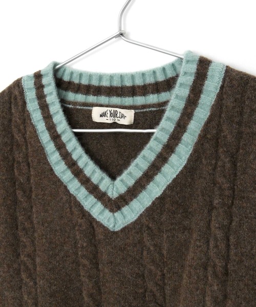 MAKE YOUR DAY（メイクユアデイ）の「チルデンニットベスト■90～140cm（ベスト・キッズ・ネイビー/アイボリー/ブラウン・110/120/140/90/130/100）」の15枚目の写真