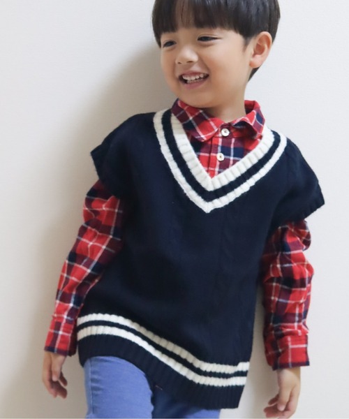 MAKE YOUR DAY（メイクユアデイ）の「チルデンニットベスト■90～140cm（ベスト・キッズ・ネイビー/アイボリー/ブラウン・110/120/140/90/130/100）」の22枚目の写真