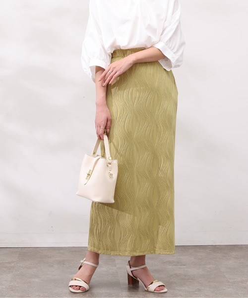 Chez toi（シェトワ）の「カットジャガードナロースカート（スカート・レディース・イエロー/ブラック/モカ・FREE）」の3枚目の写真