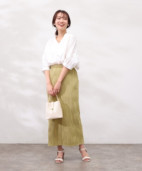 Chez toi（シェトワ）の「カットジャガードナロースカート（スカート・レディース・イエロー/ブラック/モカ・FREE）」の12枚目の写真