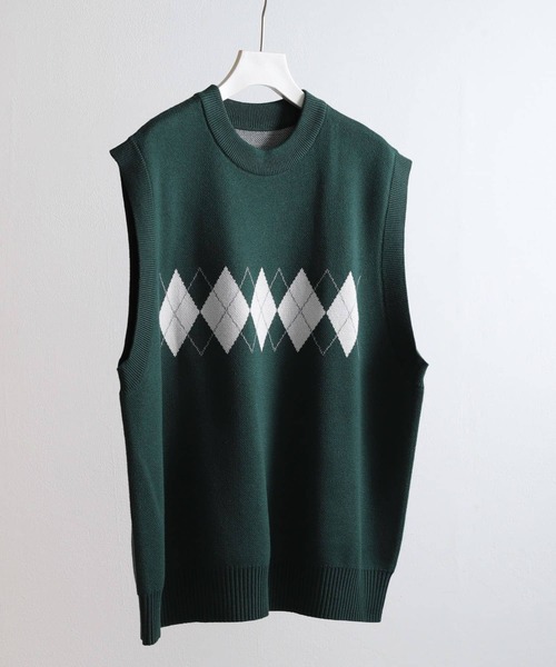 SENSE OF PLACE by URBAN RESEARCH（センスオブプレイスバイアーバンリサーチ）の「『ユニセックス』アーガイルニットベスト（ベスト・メンズ・ブラック/ライトベージュ/グリーン・MEDIUM/LARGE）」の11枚目の写真