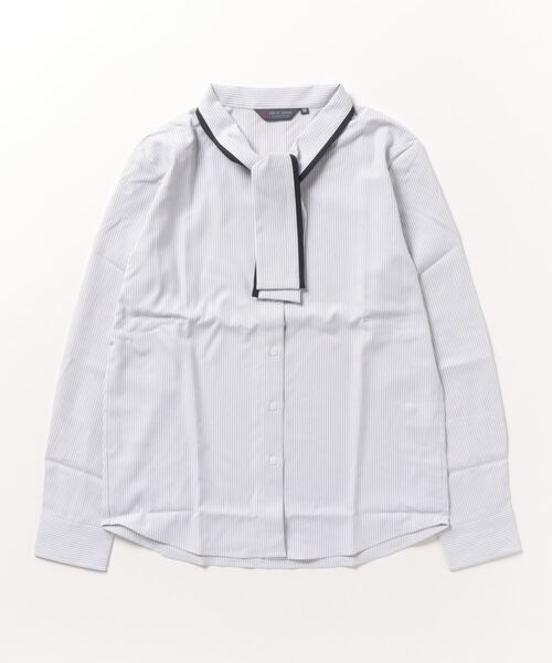 TOKYO SHIRTS（トウキョウシャツ）の「COFREX ショートボウタイ 長袖ブラウス（シャツ/ブラウス・レディース・ネイビー/グレー・LL/M/L/S）」の2枚目の写真