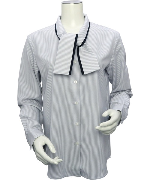 TOKYO SHIRTS（トウキョウシャツ）の「COFREX ショートボウタイ 長袖ブラウス（シャツ/ブラウス・レディース・ネイビー/グレー・LL/M/L/S）」の6枚目の写真