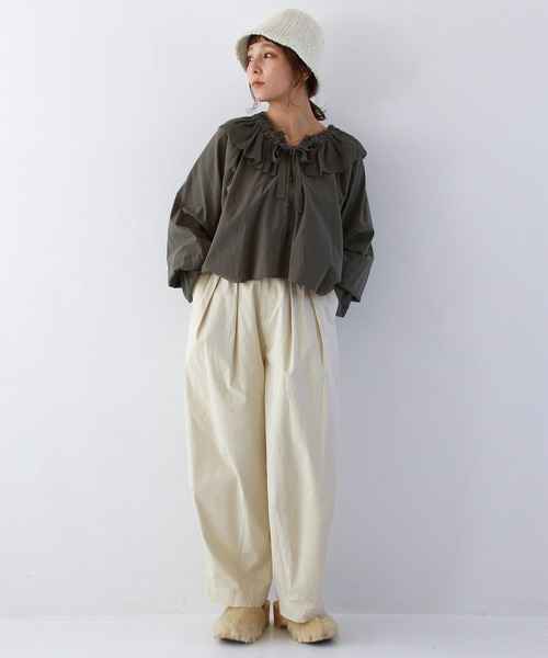 Crisp（クリスプ）の「ダブルタックボリュームパンツ（その他パンツ・レディース・ブラウン/アイボリー/ベージュ/カーキ・FREE）」の22枚目の写真
