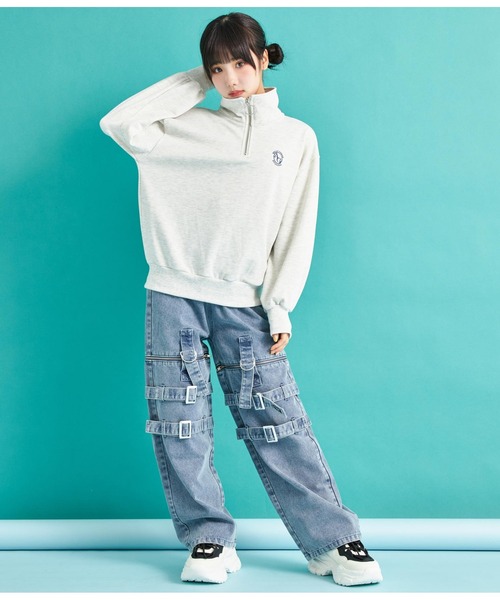ANAP GiRL(アナップガール)の「4WAYジップ付きセパレートデニムワイドパンツ(デニムパンツ・キッズ・ブルー/ブラック/ホワイト・M/S/XS)」の18枚目の写真