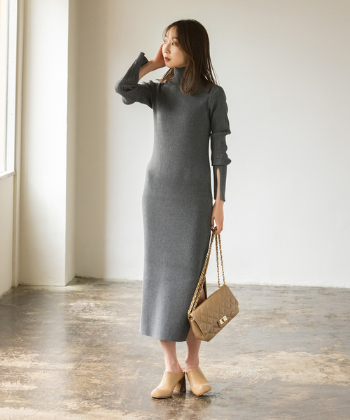 【美品】　Noble ノーブル　ナロータイトスリットニットワンピース Noble（ノーブル）の「《追加》ナロータイトスリットニット