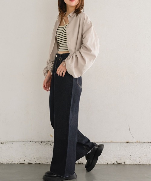 RETRO GIRL（レトロガール）の「起毛袖シャーリングSH（シャツ/ブラウス・レディース・ブラック/ライトベージュ/ブルー・FREE）」の13枚目の写真