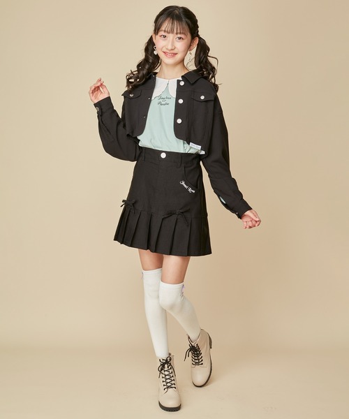 JENNI love（ジェニィラブ）の「【セットアップ対応】【ストレッチ素材】ストレッチショート丈Gジャン（デニムジャケット・キッズ・ラベンダー/ミント/アイボリー/ブラック・130cm/140cm/150cm/160cm）」の9枚目の写真