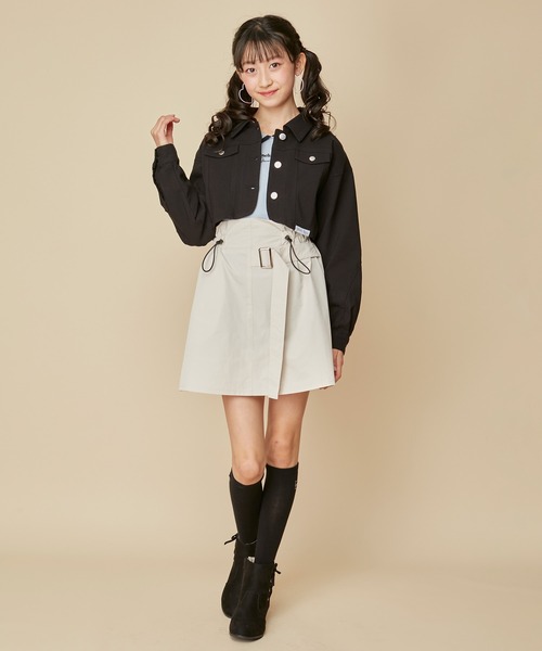 JENNI love（ジェニィラブ）の「【セットアップ対応】【ストレッチ素材】ストレッチショート丈Gジャン（デニムジャケット・キッズ・ラベンダー/ミント/アイボリー/ブラック・130cm/140cm/150cm/160cm）」の10枚目の写真