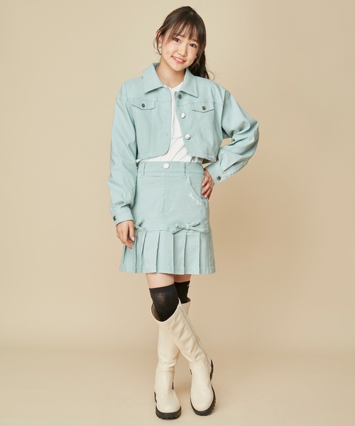 JENNI love（ジェニィラブ）の「【セットアップ対応】【ストレッチ素材】ストレッチショート丈Gジャン（デニムジャケット・キッズ・ラベンダー/ミント/アイボリー/ブラック・130cm/140cm/150cm/160cm）」の16枚目の写真