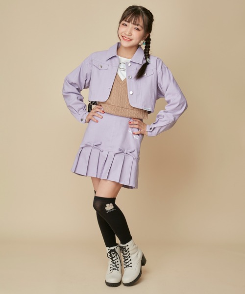 JENNI love（ジェニィラブ）の「【セットアップ対応】【ストレッチ素材】ストレッチショート丈Gジャン（デニムジャケット・キッズ・ラベンダー/ミント/アイボリー/ブラック・130cm/140cm/150cm/160cm）」の19枚目の写真