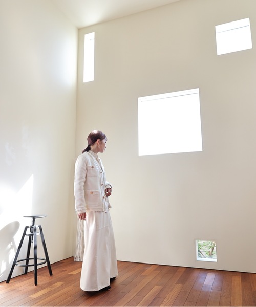 ULEULA（ウルア）の「ツイードジャケット/Vネックノーカラージャケット（ノーカラージャケット・レディース・アイボリー/ブラック・FREE）」の13枚目の写真