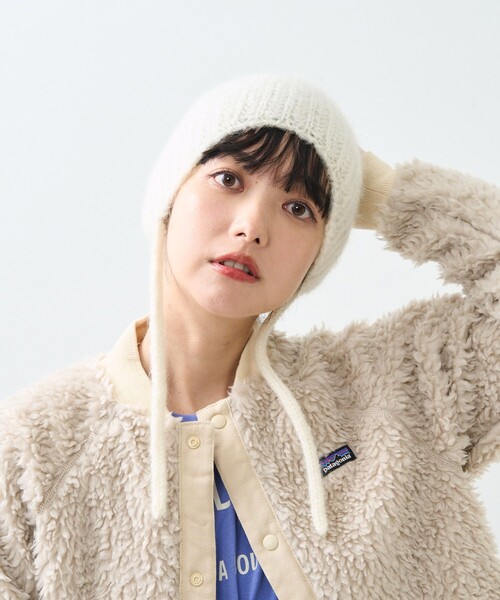 FREAK'S STORE（フリークスストア）の「RACAL × FREAK'S STORE/ラカル 別注 Mohair knit ear cord cap/モヘア ニット イヤー コード キャップ/ビーニー（ニットキャップ/ビーニー・レディース・オレンジ/オフホワイト/ブラック/グレー/ベージュ・ONE SIZE）」の6枚目の写真