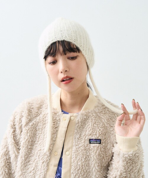 FREAK'S STORE（フリークスストア）の「RACAL × FREAK'S STORE/ラカル 別注 Mohair knit ear cord cap/モヘア ニット イヤー コード キャップ/ビーニー（ニットキャップ/ビーニー・レディース・オレンジ/オフホワイト/ブラック/グレー/ベージュ・ONE SIZE）」の7枚目の写真