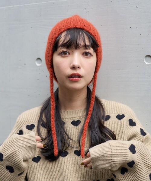 FREAK'S STORE（フリークスストア）の「RACAL × FREAK'S STORE/ラカル 別注 Mohair knit ear cord cap/モヘア ニット イヤー コード キャップ/ビーニー（ニットキャップ/ビーニー・レディース・オレンジ/オフホワイト/ブラック/グレー/ベージュ・ONE SIZE）」の10枚目の写真